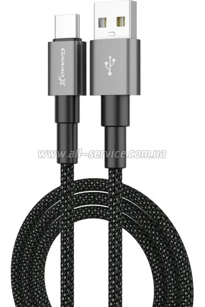 ���� ������ USB 2.0 AM to USB-C 1.0m 3A nylon black Grand-X (PC-08B)