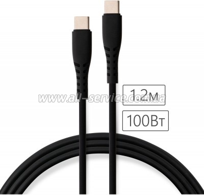 ���� ������ USB-C to USB-C 1.2m 100W Chip Silicon Black Vinga (VCDCCC21012SB)