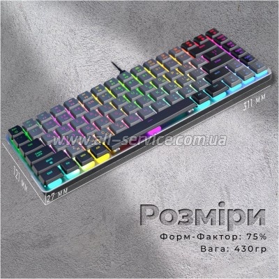 GamePro MK141R Red Swich Low Profile RGB USB Dark Gray (MK141R)
