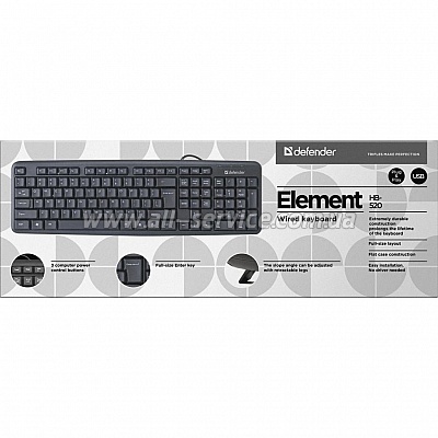  Defender Element HB-520 USB UKR Black (45529)