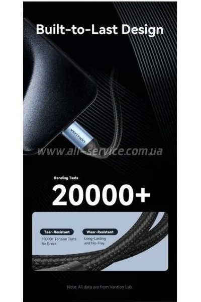 ���� ������ USB-C to USB-C 1.5m 240W aluminum black Vention (TREBG)