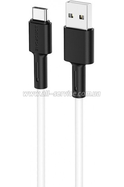���� ������ USB 2.0 AM to USB-C 1.0m 3A silicone BX31 white BOROFONE (6931474710406)
