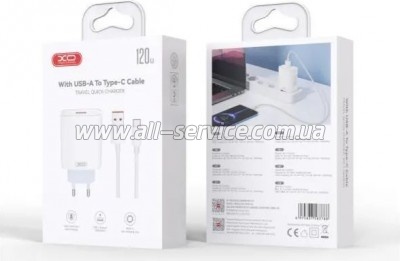 �������� ������� XO USB 120W + cable USB to USB-C white (XO-L128U)