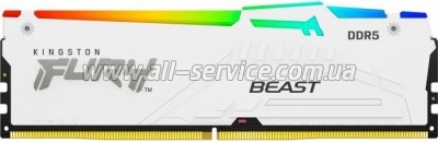     DDR5 16GB 5200 MHz FURY Beast White RGB Kingston Fury (ex.HyperX) (KF552C40BWA-16)