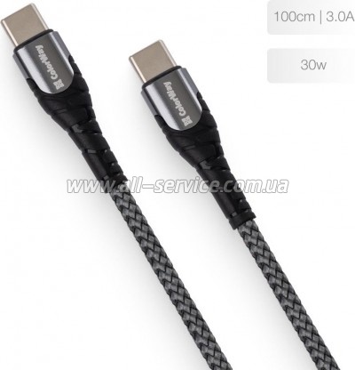 ���� ������ USB-C to USB-C 1.0m PD Fast Charging 65W 3� grey ColorWay (CW-CBPDCC040-GR)