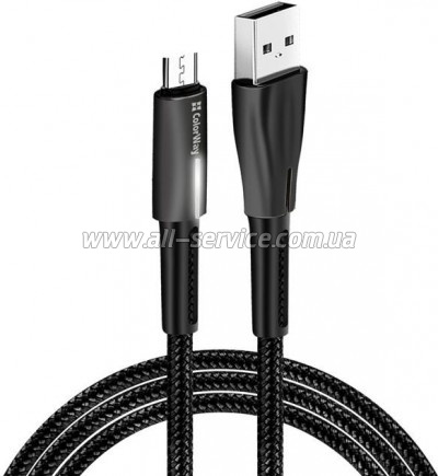   ColorWay USB 2.0 AM to Micro 5P 1.0m zinc alloy + led black (CW-CBUM035-BK)