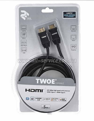 ������ 2� Slim HDMI 2.0 AM/AM, High Speed, Alumium, 5m Black (2EW-1109-5M)