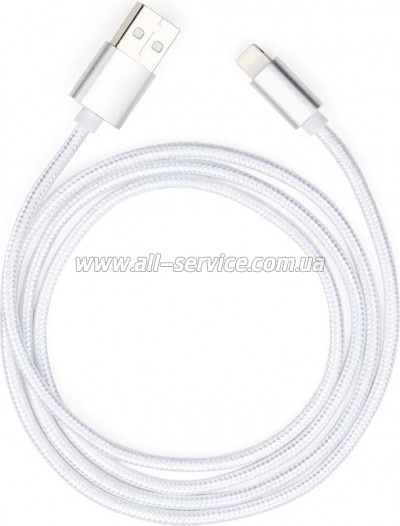 ���� ������ USB 2.0 AM to Lightning 1m nylon silver Vinga (VCPDCLNB1S)