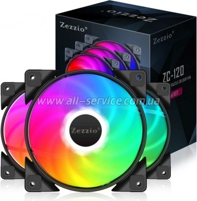Кулер для корпуса Zezzio ZC-120 Colorful 3in1 Кулер для корпуса Zezzio ZC-120 Colorful 3in1