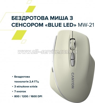 ����� Canyon MW-21 Blue LED Cosmic Latte (CNS-CMSW21CL)