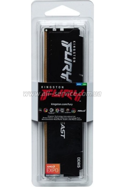     DDR5 16GB 6000 MHz Beast Black XMP Kingston Fury (ex.HyperX) (KF560C30BB-16)