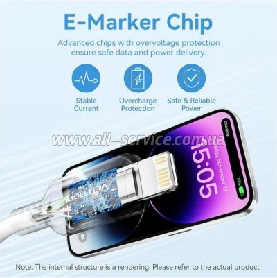 ���� ������ USB 2.0 AM to Lightning 1.0m 2.4A black Vention (LAMBF)