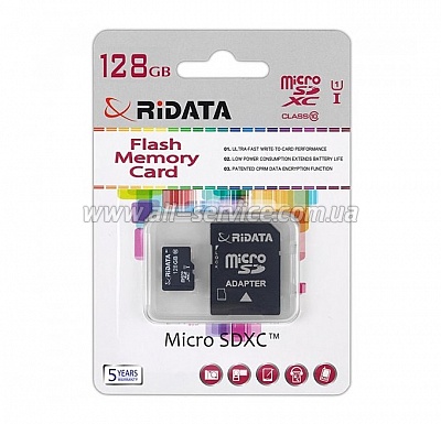   128GB RiDATA microSDXC Class 10 UHS-I + SD  (FF967403)