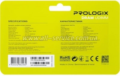     DDR4 8GB 2666 MHz Prologix (PRO8GB2666D4)