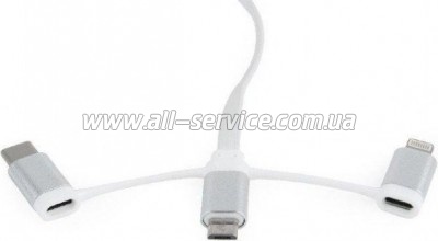   USB 2.0 AM to Lightning/ Micro/ Type-C 1.0m Cablexpert (CC-USB2-AMLM32-1M-W)