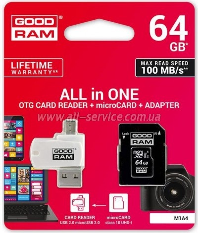   GOODRAM 64GB microSDXC class 10 UHS-I (M1A4-0640R12)