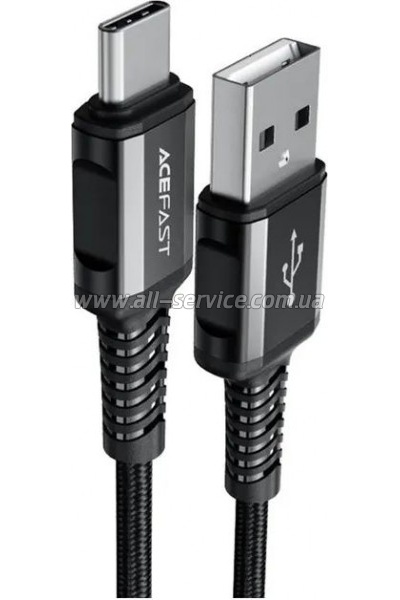 ���� ������ USB 2.0 AM to USB-C 1.2m 3A nylon C1-04 black Acefast (6974316280545)