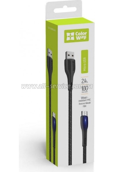 ���� ������ USB 2.0 AM to Micro 5P 1.0m led black ColorWay (CW-CBUM034-BK)