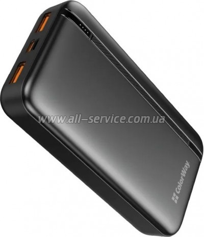   ColorWay 20 000 mAh Portable Charger (USB/QC3.0 + USB-C/PD/22.5W) Black (CW-PB200LPB4BK-PD)