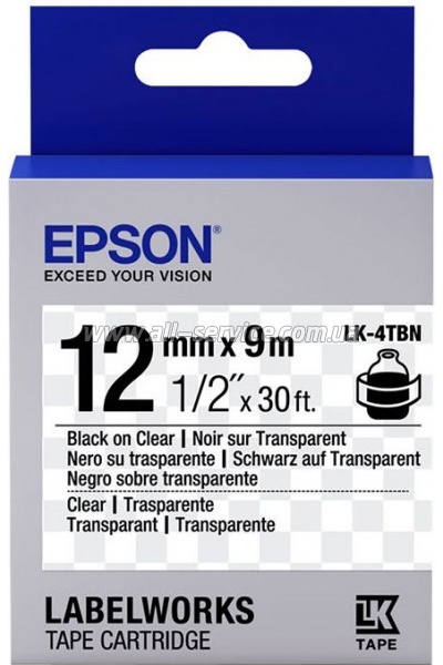 �������� Epson LK4TBN LW-300/ 400/ 400VP/ 700 Clear Blk/Clear 12mm/9m (C53S654012)