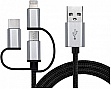 ���� ������ USB 2.0 AM to Lightning + Micro 5P + USB-C 1.0m black REAL-EL (EL123500035)