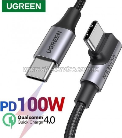 ���� ������ USB-C 2.0 to USB-C 1.0m 90� corner US334 black Ugreen (70643)