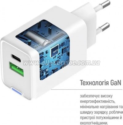 �������� ������� ColorWay USB-C PD20W + 1xUSB QC4.0 white (CW-CHS062PD-WT)