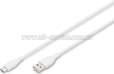���� ������ USB 2.0 AM to USB-C 1.0m 60W white Digitus (AK-300340-010-W)
