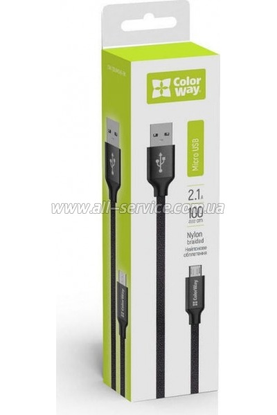���� ������ ColorWay USB 2.0 AM to Micro 5P 1.0m black (CW-CBUM002-BK)