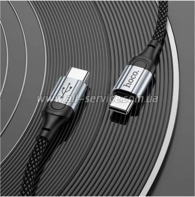���� ������ USB-C to USB-C 1.0m 3A nylon X102 black HOCO (6942007608787)