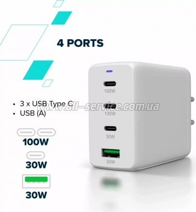 �������� ������� Canyon CU100ACC GaN 100W 3xPD 1xQC EU White (CNS-CUW100ACC)