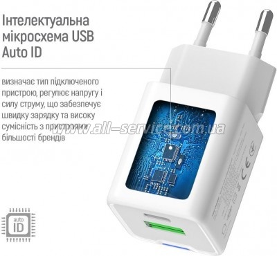 �������� ������� ColorWay GaN Mini 30W PD (CW-CHS053PDC-WT)