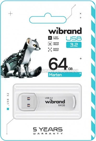  Wibrand 64GB Marten White USB 3.2 Gen 1 (USB 3.0) (WI3.2/MA64P10W)
