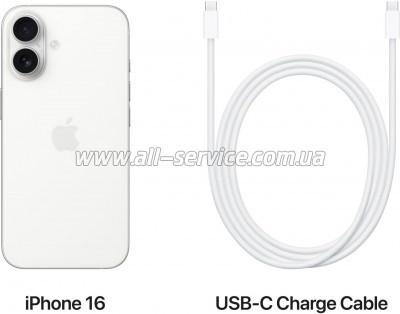   Apple iPhone 16 128GB White (MYE93)