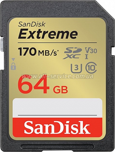   SanDisk 64GB SD class 10 UHS-I U3 V30 Extreme (SDSDXV2-064G-GNCIN)