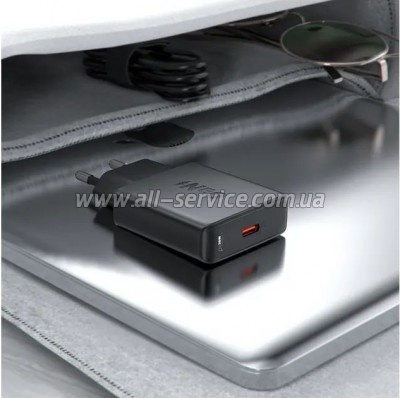 �������� ������� Acefast A65 USB-C PD 20W GaN ultra-thin Black (6974316282686)