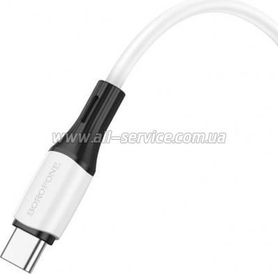���� ������ USB-C to USB-C 1.0m 3A 60W silicone BX79 white BOROFONE (6974443384819)