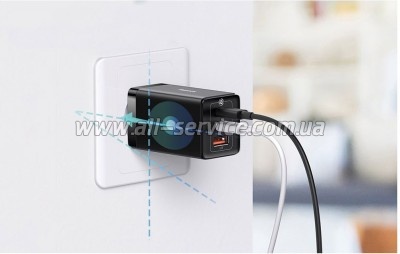 �������� ���������� Baseus 2xUSB-C 65W 1.0m black (CCGP120201)
