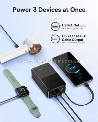 ������� ������������� Baseus EnerFill FC51 Bipow2 Pro 30000mAh PD 22.5W black (E0028100)