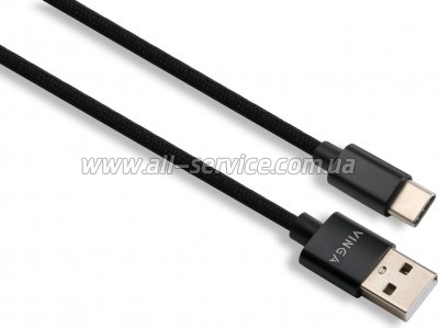 ���� ������ USB 2.0 AM to Type-C 1m nylon black Vinga (VCPDCTCNB1BK)