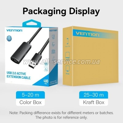 ���� ������ USB 2.0 AM/AF 5.0m Active black Vention (CBKBJ)