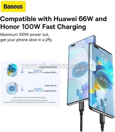 ���� ������ USB 2.0 AM to USB-C 1.0m Superior Fast Charging 100W cluster black Baseus (P10320102114-00)