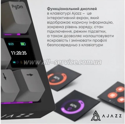  Ajazz AK820 Pro Flying Fish Switch Purple RGB USB/Wireless/Bluetooth UA Purple (AK820PRO-FF-PWB)