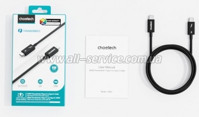 ���� ������ USB-C to USB-C 1.0m Thunderbolt 5 Intel 240W Choetech (A3011)