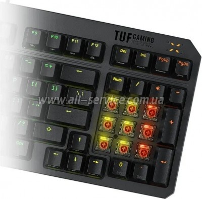 ���������� ASUS TUF Gaming K3 Gen II Opti-Mech RGB Red Switches USB UA Black (90MP0390-BKMA00)