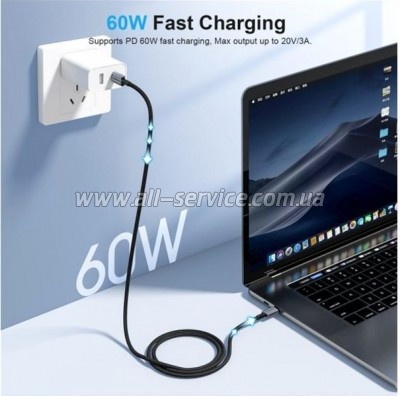 ���� ������ USB-C to USB-C 1.2m USB 2.0 60W Choetech (XCC-1014-BK)