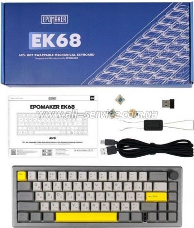  Epomaker EK68 65 Budgerigar V2 Switch Hot-Swap RGB Wireless/Bluetooth/USB UA Black (EK68-B-BV2)