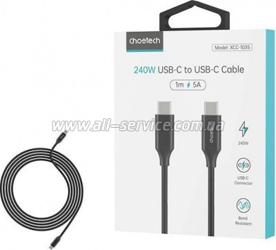 ���� ������ USB-� to USB-� 2.0m 240W USB2.0 Choetech (XCC-1036-BK)