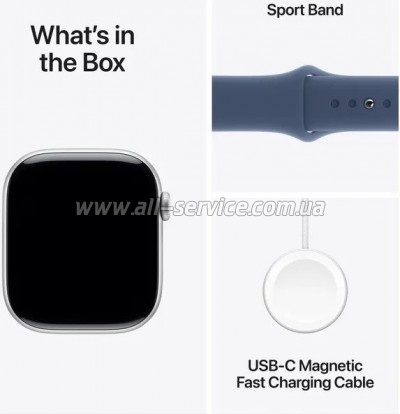 - Apple Watch Series 10 GPS 46mm Silver Aluminium Case with Denim Sport Band - S/M (MWWL3QH/A)