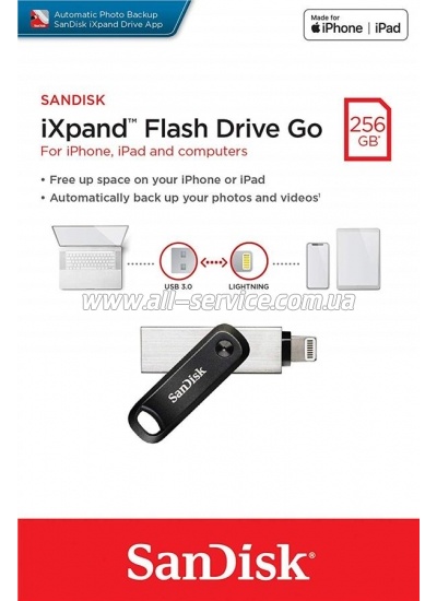  SanDisk 256 GB iXpand Go USB/Lightning (SDIX60N-256G-GN6NE)